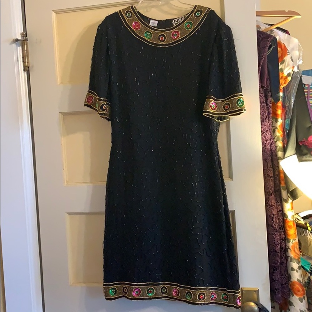 80s beaded vintage flapper dress!